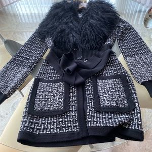 NANETTE LEPORE WOOL & MONGOLIAN SHEEP FUR JACKET
